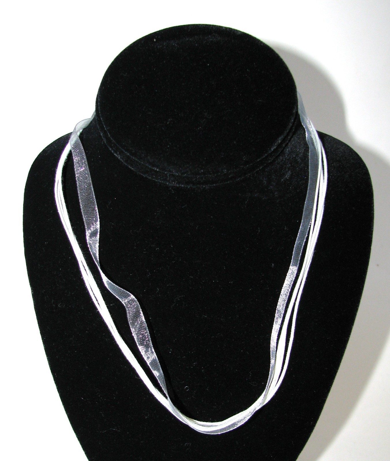 NEW-MULTI-STRING+SILK RIBBON NECKLACE;PINK,PURPLE,WHITE,BLACK,YELLOW,ORANGE,GRAY