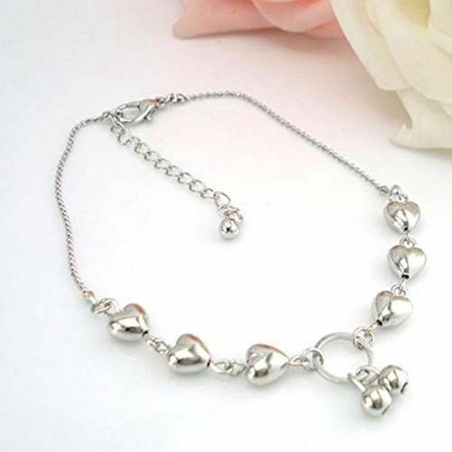 925 Sterling Silver Heart style shape 8″ – 10″ Beach Sandal Anklet Foot Bracelet