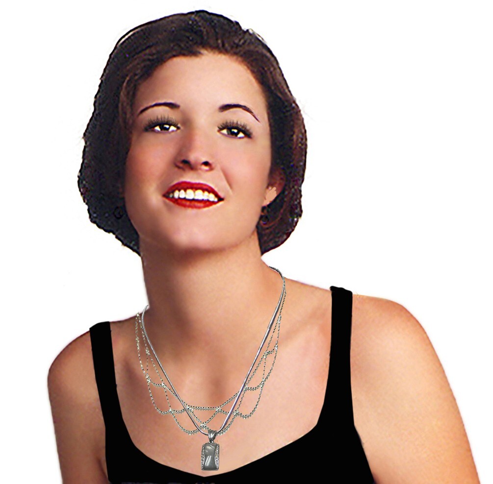 Set of 2 for a Layer Look 1 Wavy Crystal Chain + 2nd Necklace Chain w. Pendant