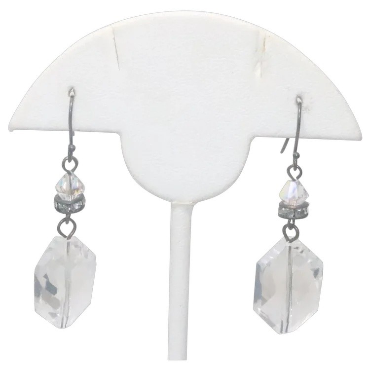 Vintage Costume Crystal Cubic Zirconia Stone Earrings