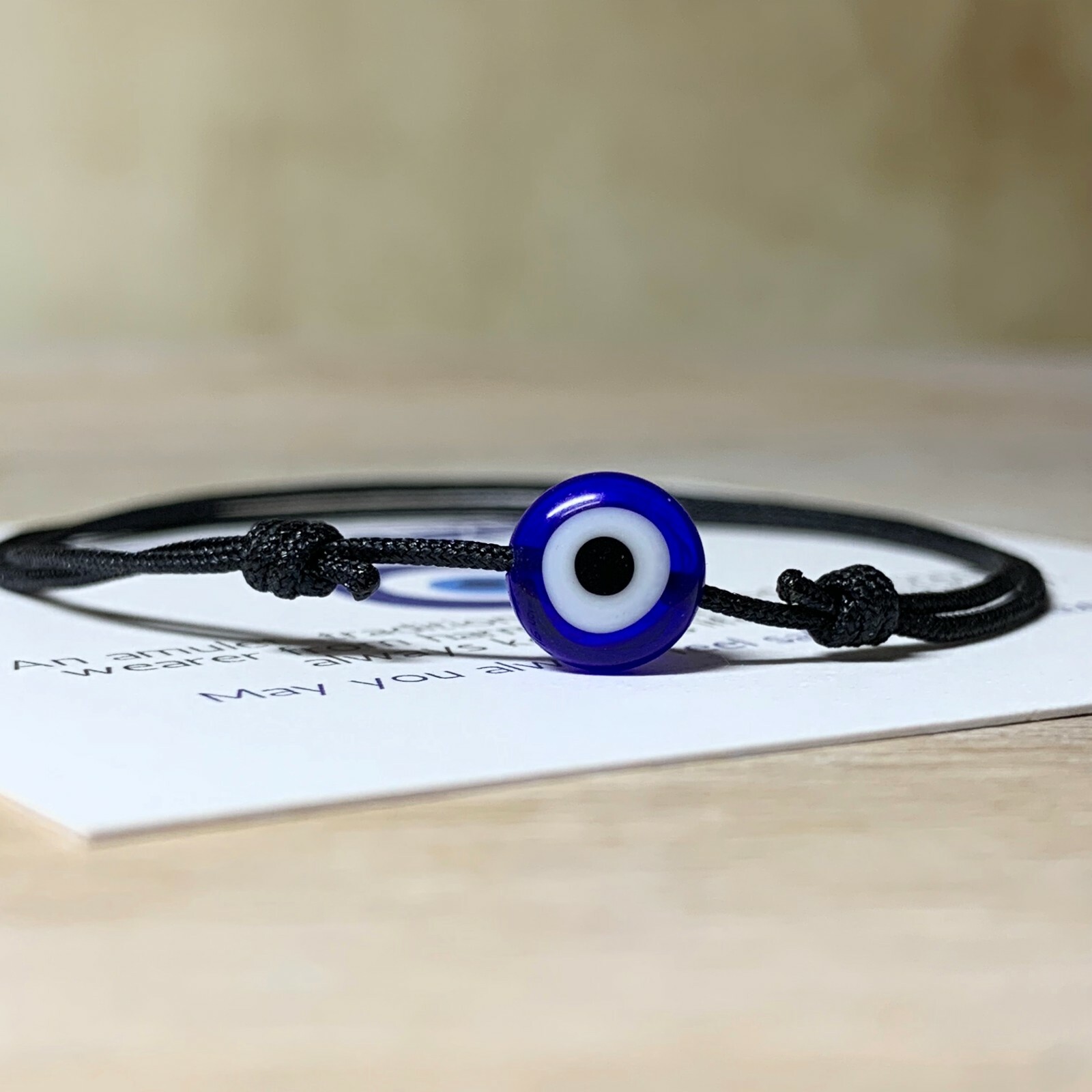 Blue Evil Eye Bracelet Black String Talisman Luck Protection Gift Men Women