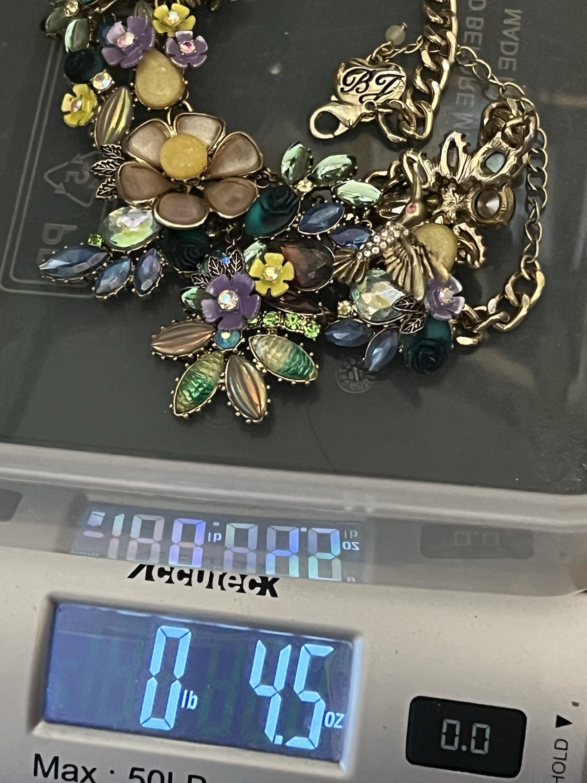 Betsey Johnson Spring Ahead Hummingbird statement necklace — circa 2011