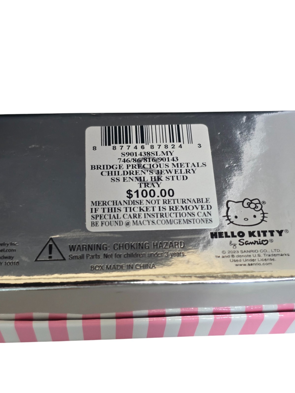 Hello Kitty 2-Pc. Set Enamel Kitty Stud Earrings in Sterling Silver & Dish NWT