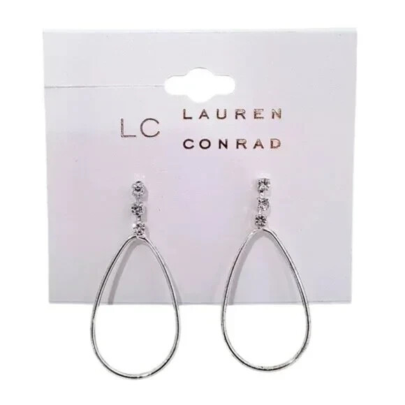 LC Lauren Conrad Women’s Silver Plated Rhinestone Earrings NWT