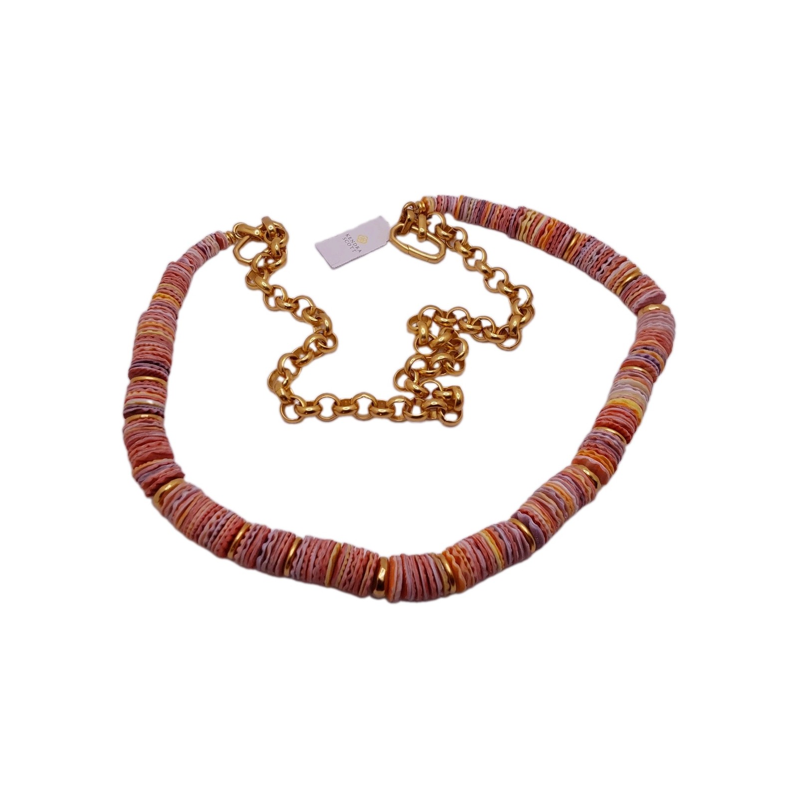 Kendra Scott Beautiful Lila Necklace in Vintage Gold Coral and Pastel Shells..