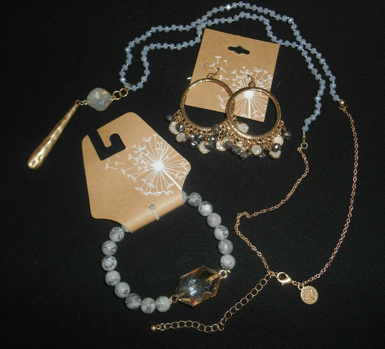 New JEWELRY Lot HOOP Dangle EARRINGS + Long NECKLACE + Bead BRACELET