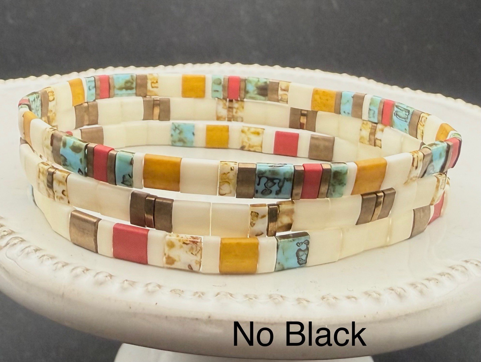 Miyuki Tila Beach bracelet boho Japanese glass tile stackable minimal USA