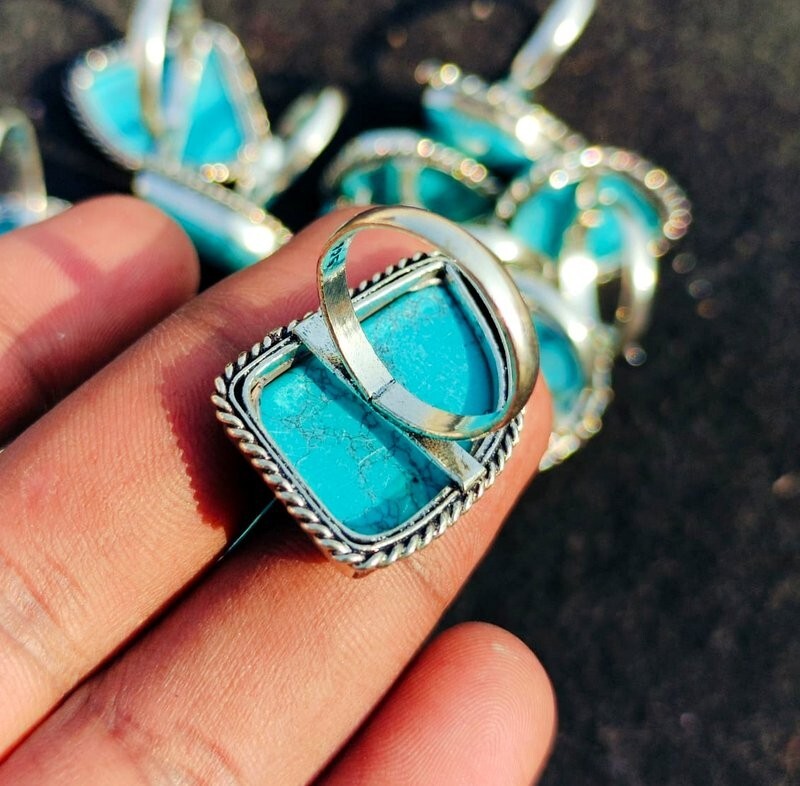 “Wholesale Lot of Turquoise Gemstone Rings – 925 Sterling Silver Plated Jewelry”