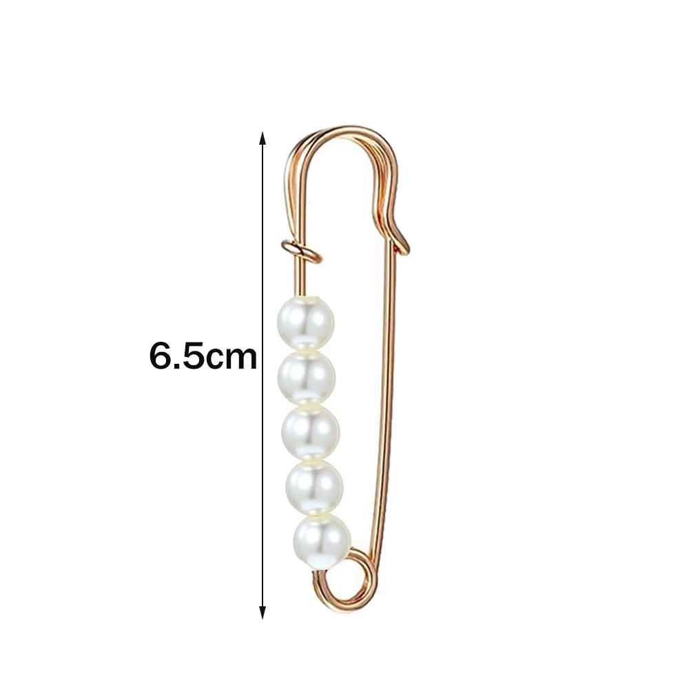 10Pcs Faux Pearl Brooch Pins Decorative Safety Pins Pants Clips Large Shawl Pins