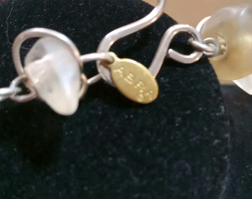 Abra Women Frosted White And Tan Wire Wrap Hook Closure 35 inch Necklace