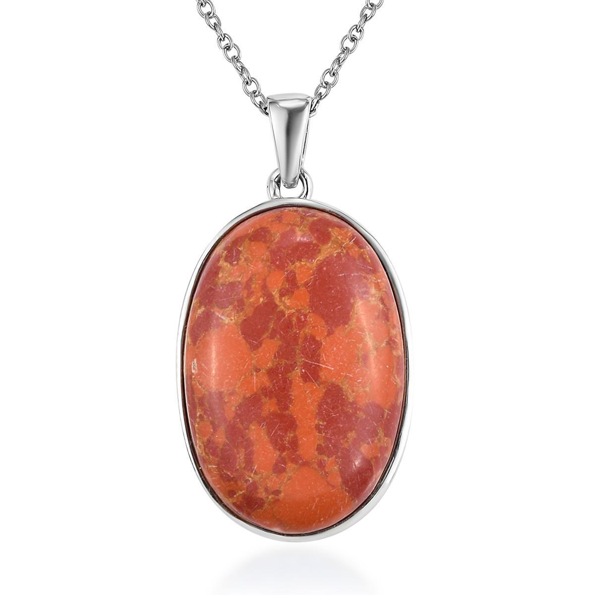 30.15ctw Mojave Turquoise Pendant & Chain 20″ Platinum Plated Copper & Stainless