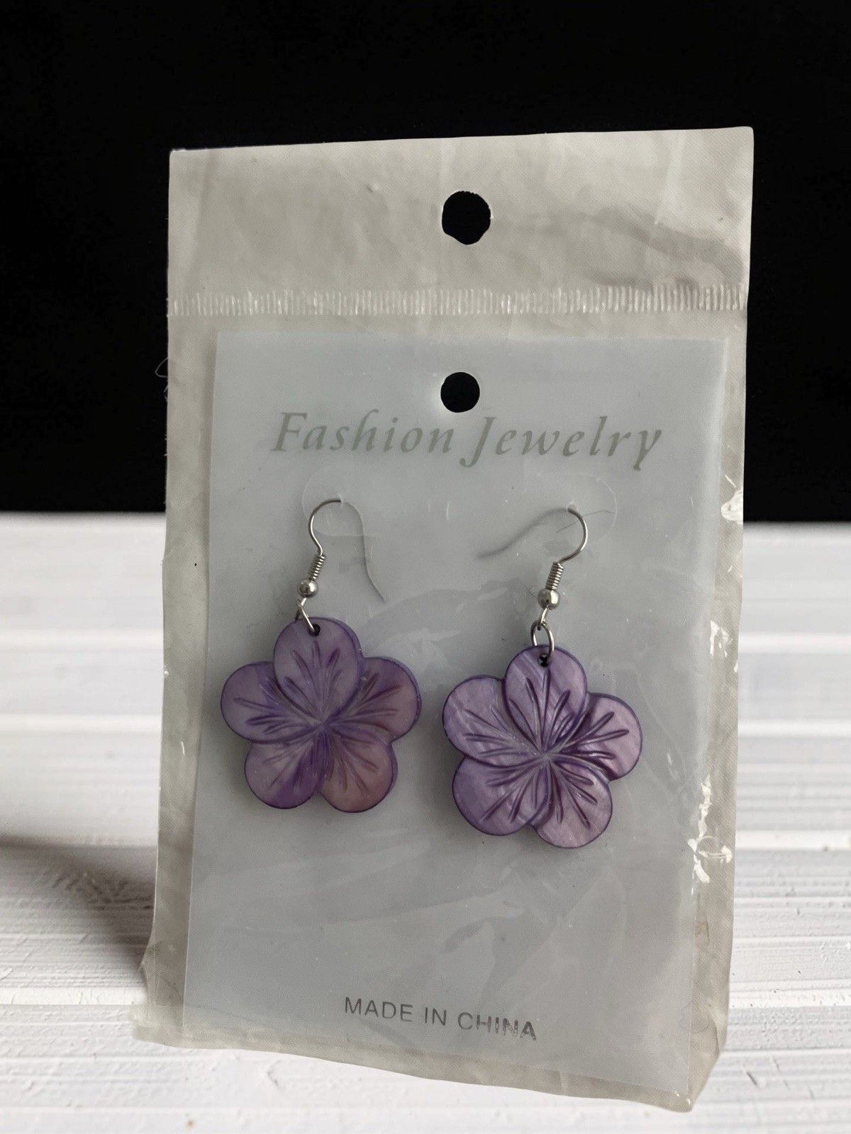 Floral Flower Dangle Pierced Earrings Blue Purple Swirl Petal 2 Pair Women New