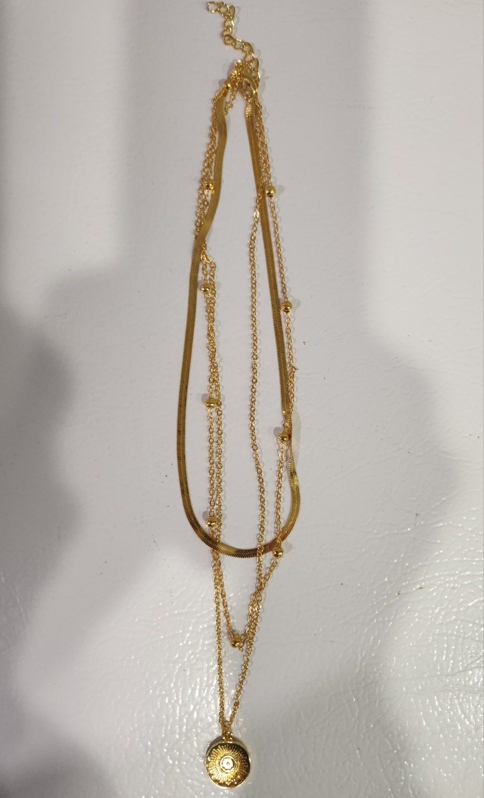 New Three Attached Chains Necklace Set w 2″ Extender Goldtone 14 16 & 18″ 10289