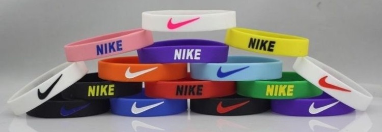 1 (One) Kids Size Nike Sport Silicone Rubber Bracelet Wristband Stretch
