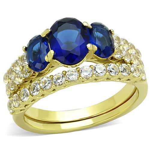 TK1720 – IP Gold(Ion Plating) Stainless Steel Ring with Synthetic Synthetic