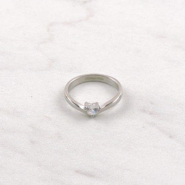 Stainless Steel .50 ct Heart Cut Cubic Zirconia Solitaire Ring