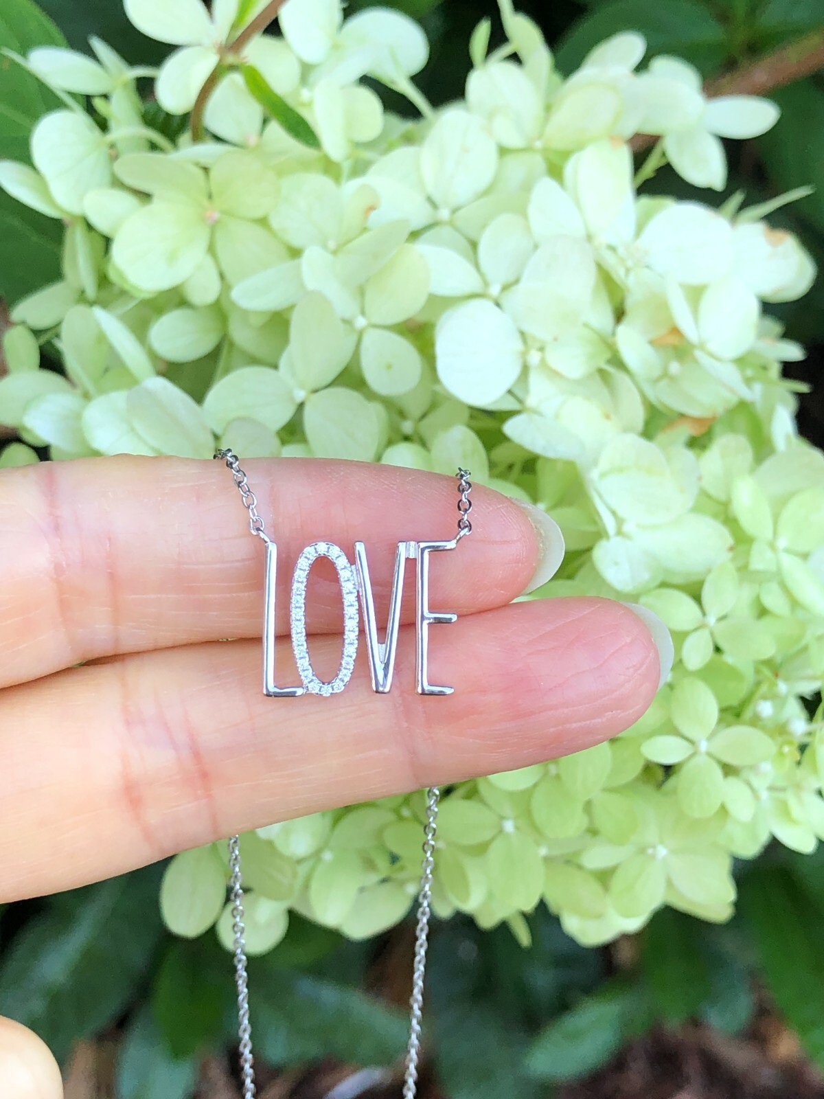 925 Sterling Silver CZ LOVE Script Pendant Necklace Women 16mm/0.63″ 17.25″