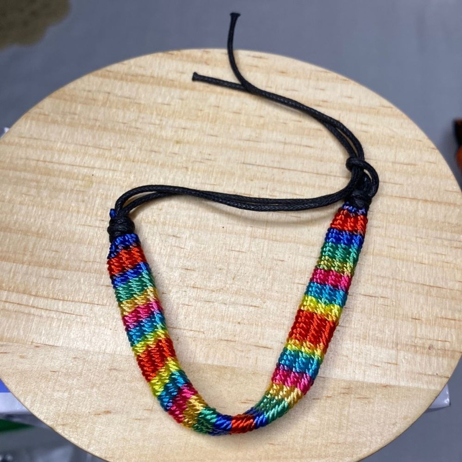 Boho Rainbow Stripe Woven Friendship Bracelet Anklet Pride LGBTQ+ Unisex Braided