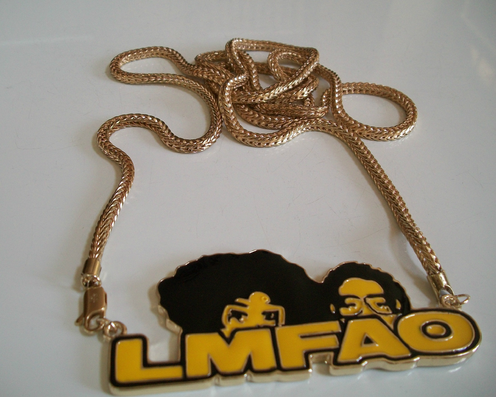 Men’s Black, Gold & Yellow Finish Fashion Casual Hip Hop Chain & Charm