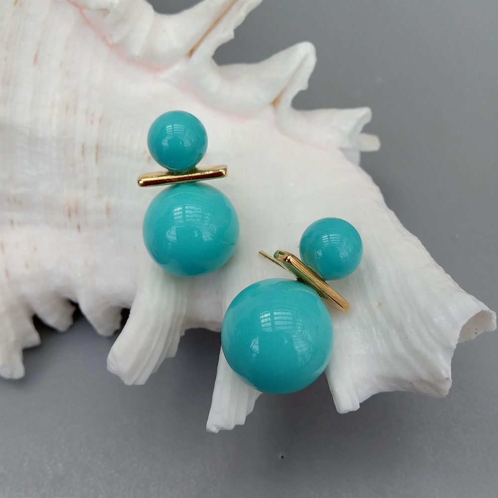 8.5mm-14mm Turquoise Blue Sea Shell Pearl Stud Earrings