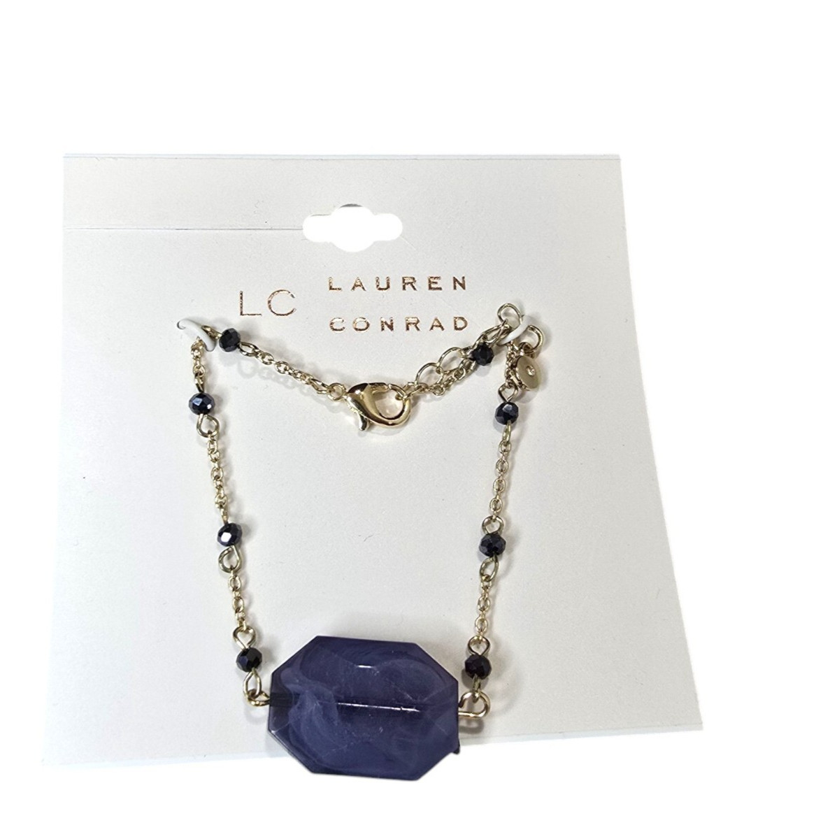 LC Lauren Conrad Women’s Gold Plated Blue Chain Bracelet NWT