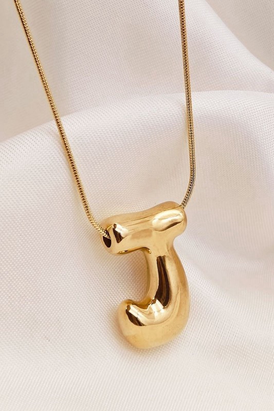18k Non-tarnish Bubble Initial Necklace