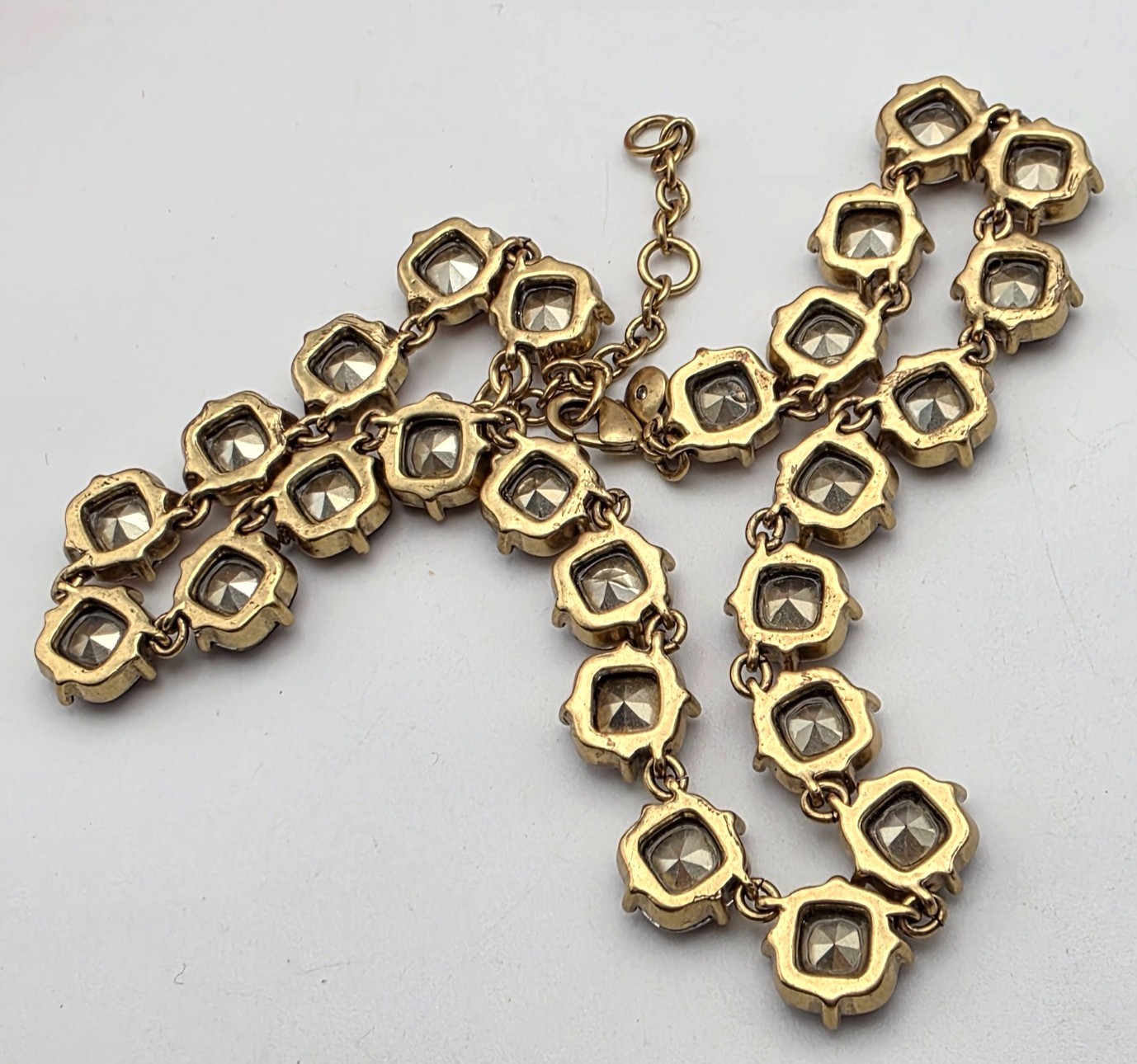J.Crew Necklace Amber Swarovski Crystals Martha Gold Tone 19.5″ Rivière Style