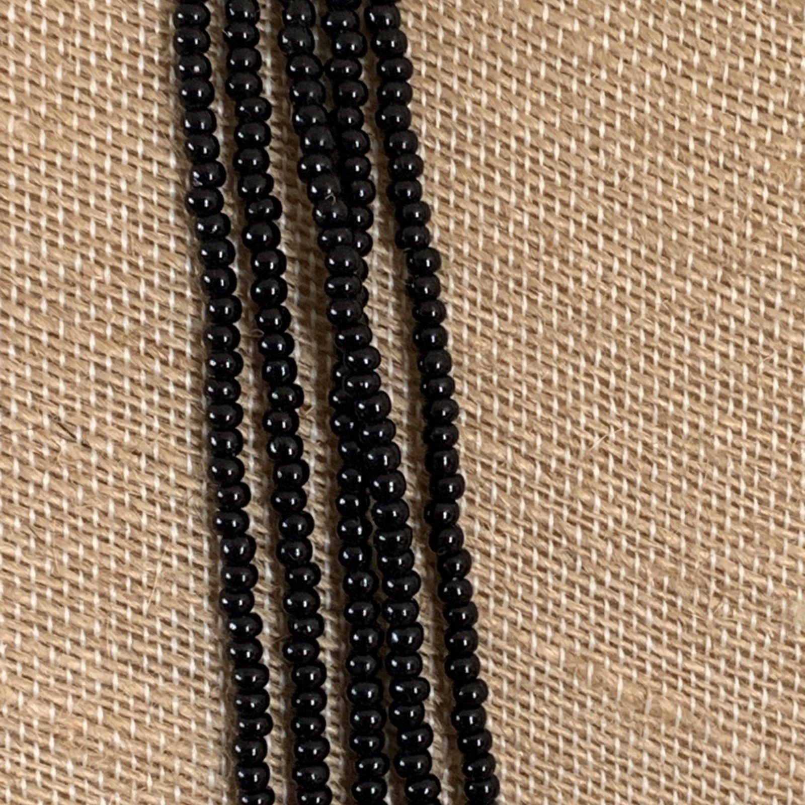 Loft Classic Beaded Necklace Black Gray Cream Multi Strand Silver Tone 33”