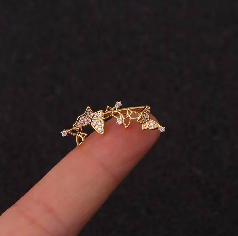Beautiful Crawler Gold Silver Cartilage Helix Lobe Tragus Conch Earring Gift UK