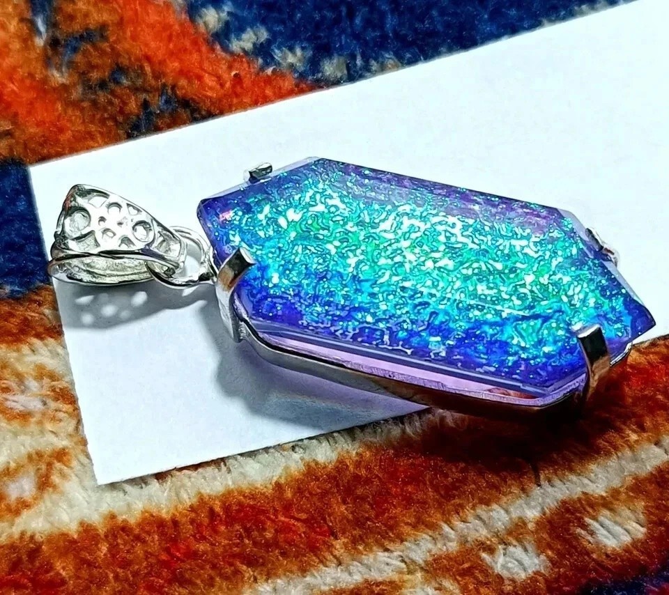 92.54 Ct Natural Doublet Monarch Fire Opal 925 Solid Silver Pendant AAA Gemstone