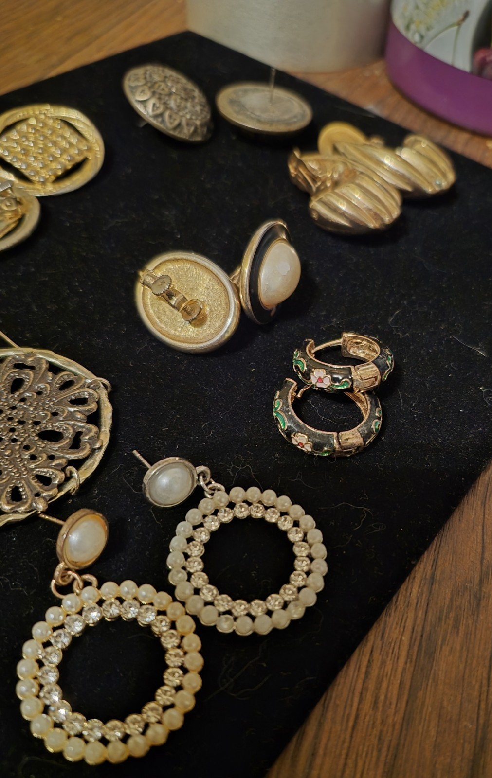 Mixed Lot Metal Earrings Gold & Silver Tone Hoops Studs Wearable