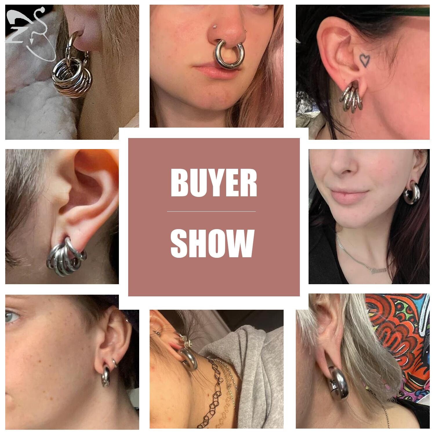 Large Size Hoop Earrings Stainless Steel Ear Gauges Nose Piercing Punk Jewelry