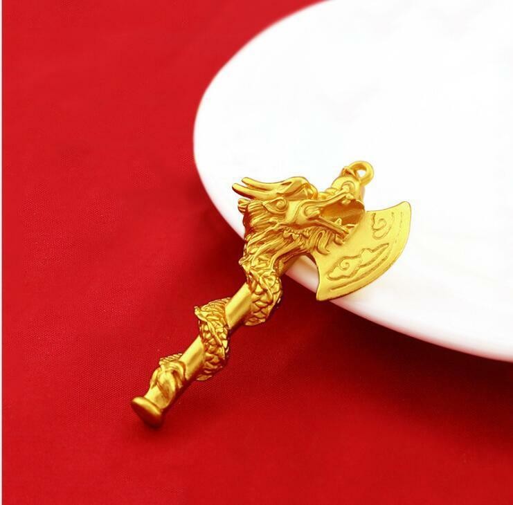 Axe Dragon 22K 24K Thai Baht Yellow Gold GP Filled Necklace 30g