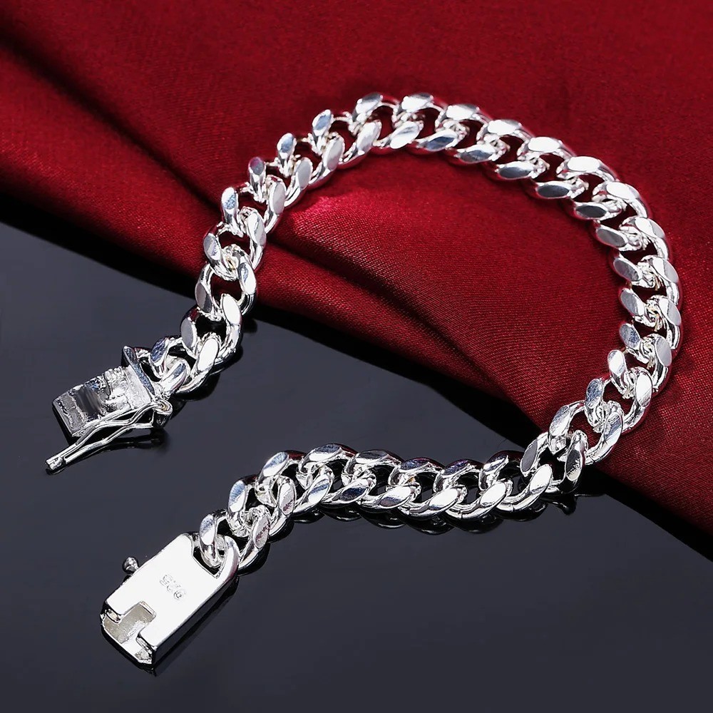 925 Sterling Silver Solid chain Bracelet men women Chain fashion Jewellry