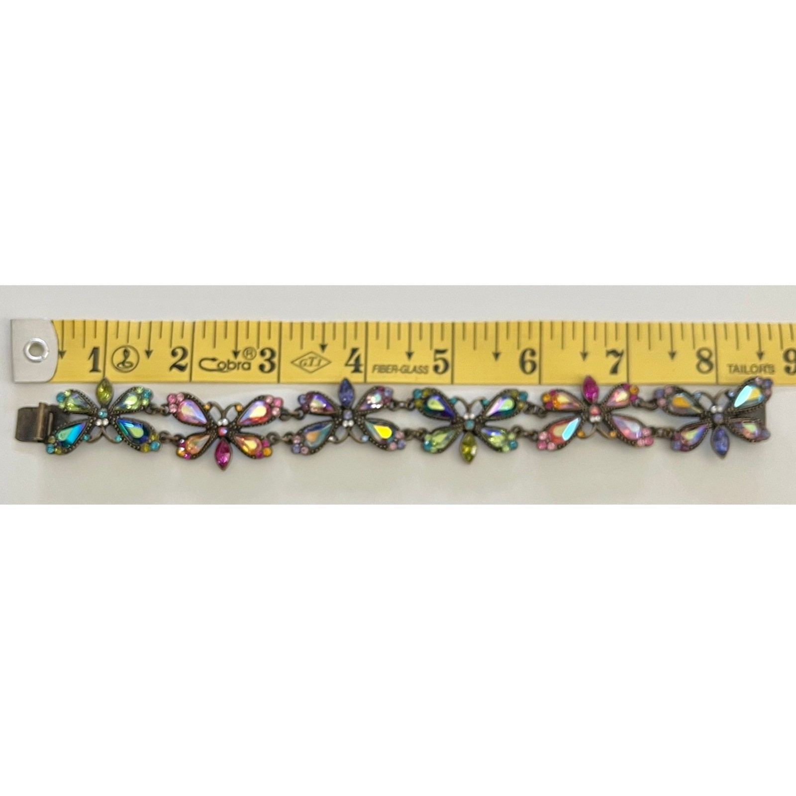 Vintage Sweet Romance USA Butterfly Bracelet Aurora Borealis Crystal Rhinestones