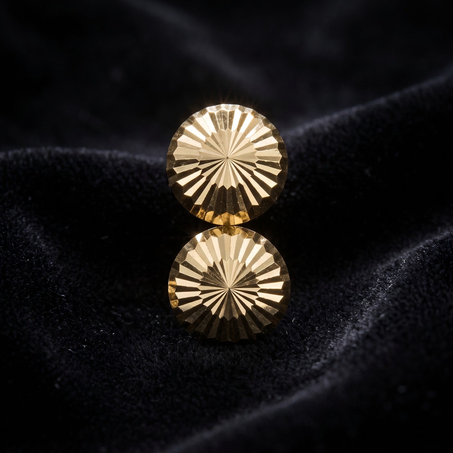 Round Shape 14k Gold Carved Faceted 5.5MM Charm Dainty Screw Back Stud Earrings
