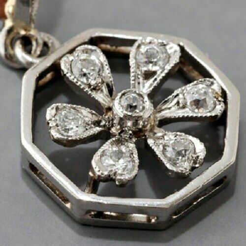 Simulated 0.35CT White Round Cut Sapphire Floral Beautiful Earring In 935 Silver