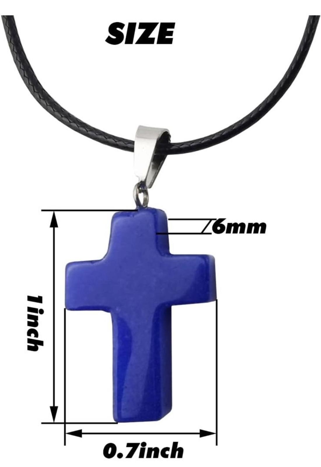 Cross Quartz Crystal Pendant Charm Jewelry Necklace Blue Black Faith Gift New