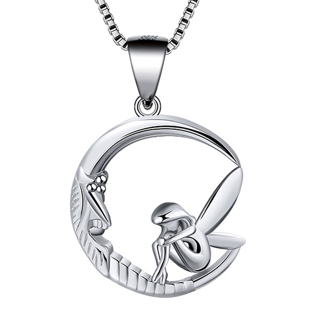 Fairy Moon Pendant Chain Necklace for Women Sterling Siver Ginger Lyne Collec…