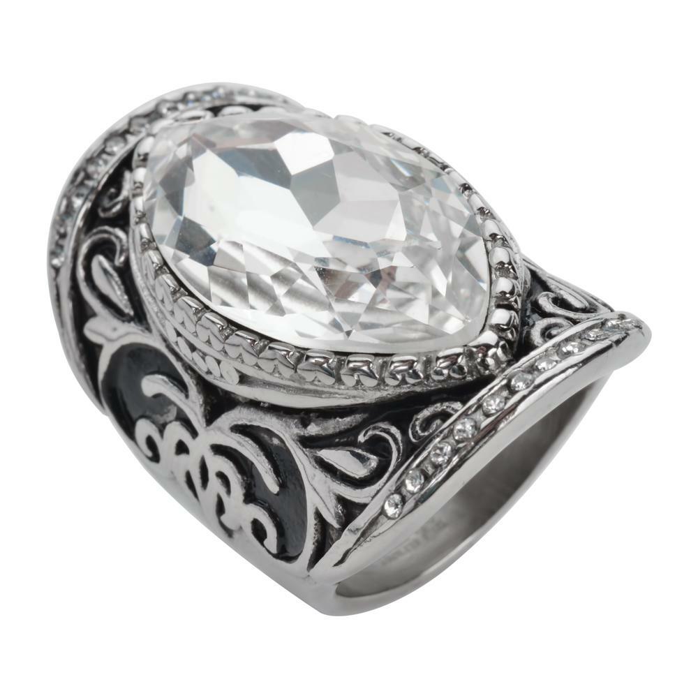 Big Crystal Fancy Design Ladies Ring Stainless Steel Jewelry 103