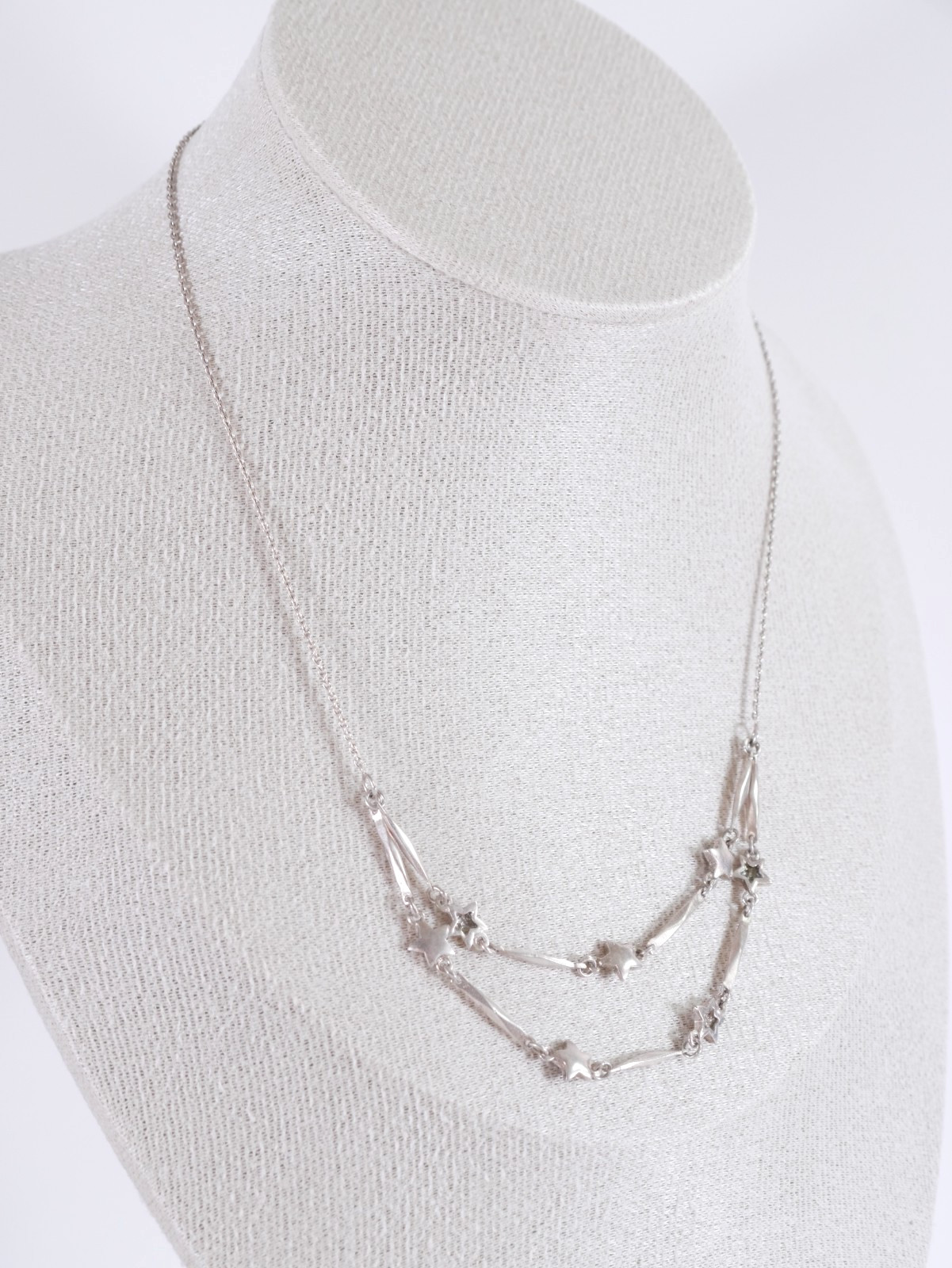 Next 925 Sterling Silver Double Strand Shooting Star Choker Necklace 36cm