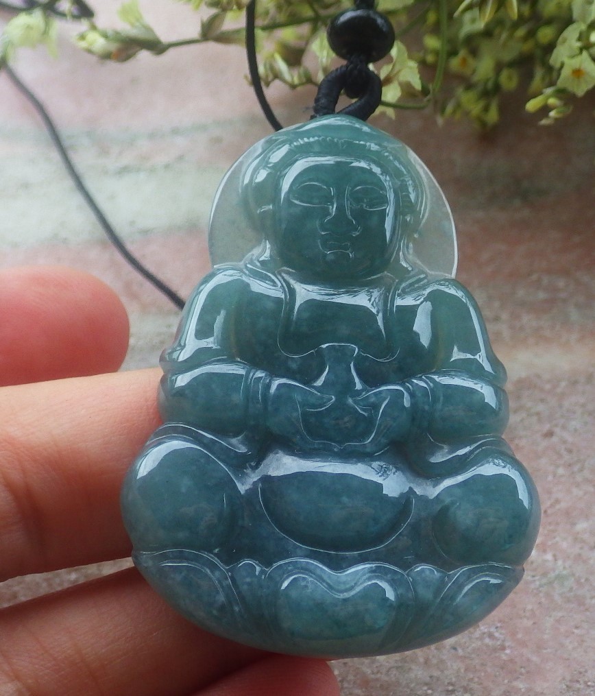 Video Certified Natural Green A Jade jadeite Pendant Kwan yin Guanyin 418754 TS
