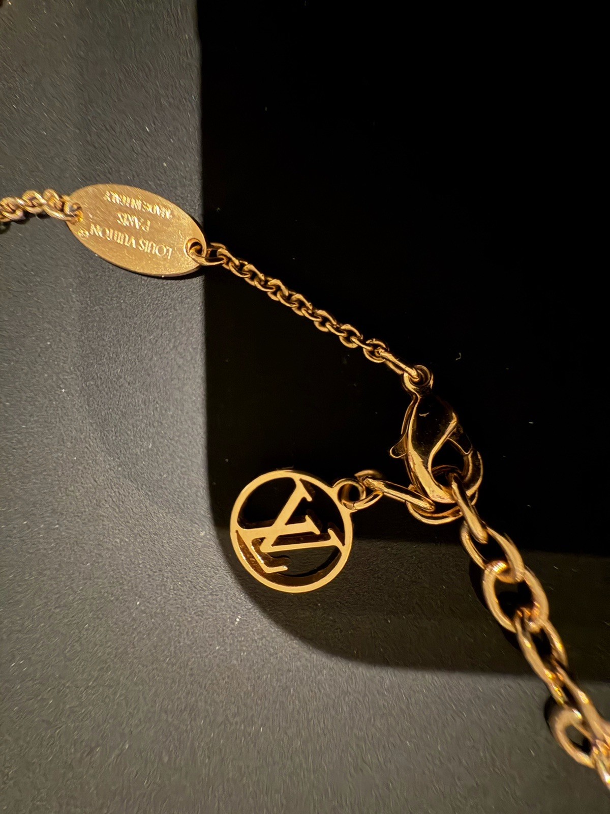 Louis Vuitton Gold LV pink Enamel Necklace