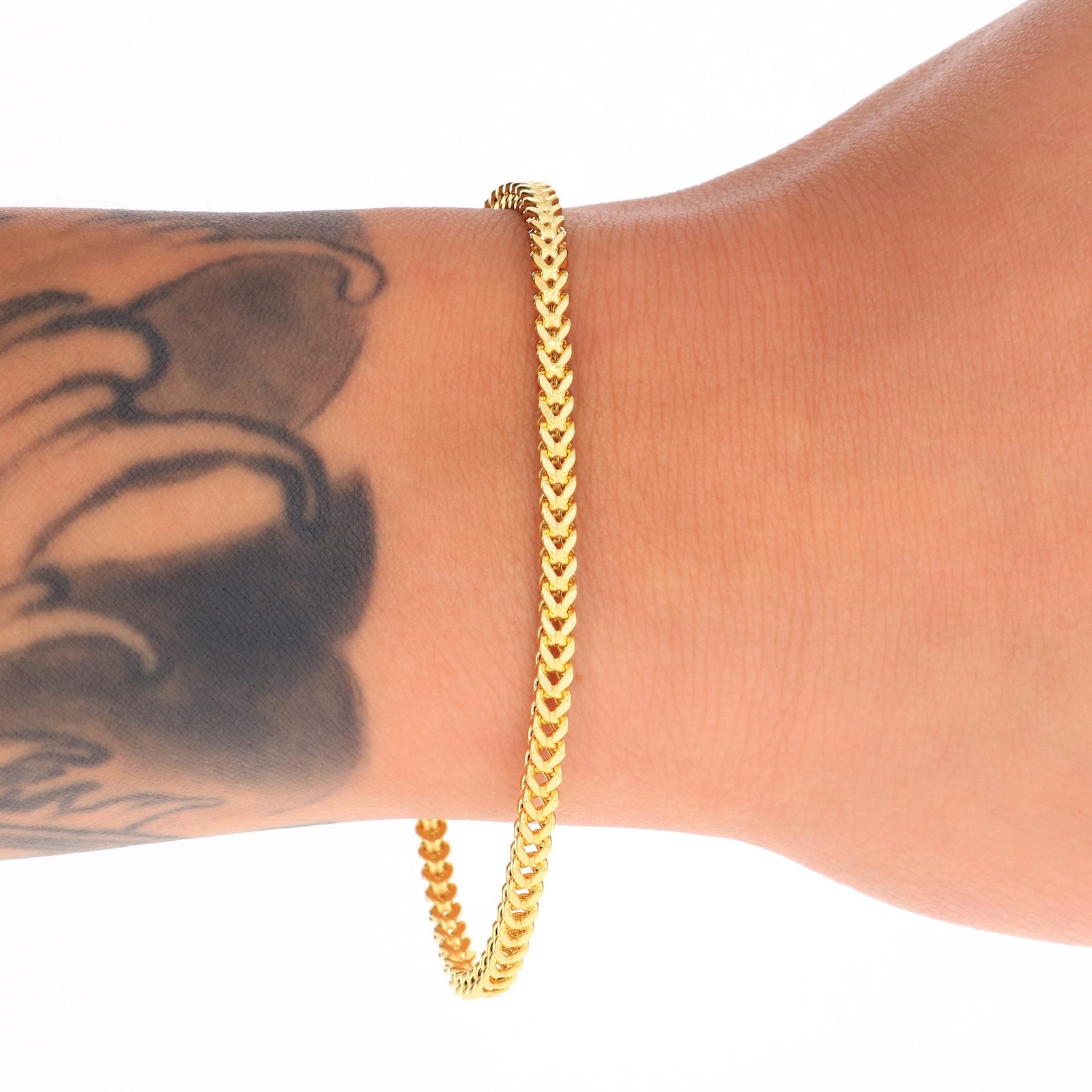 10k Yellow Gold 1.5mm-6mm Franco Box Bracelet Chain Men Women 7″ 7.5″ 8″ 8.5″ 9″