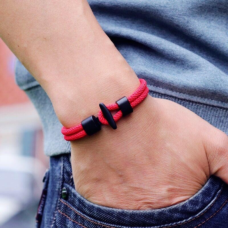 NEW Men’s Rope Bracelet Viking Punk Hiphop Outdoor Camping Jewelry