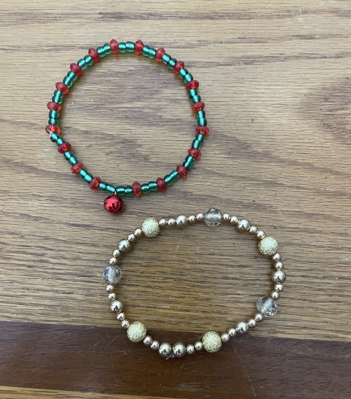 Multicolor Round Beaded Stretch Stackable Bracelets Lot of 2, Slip-On