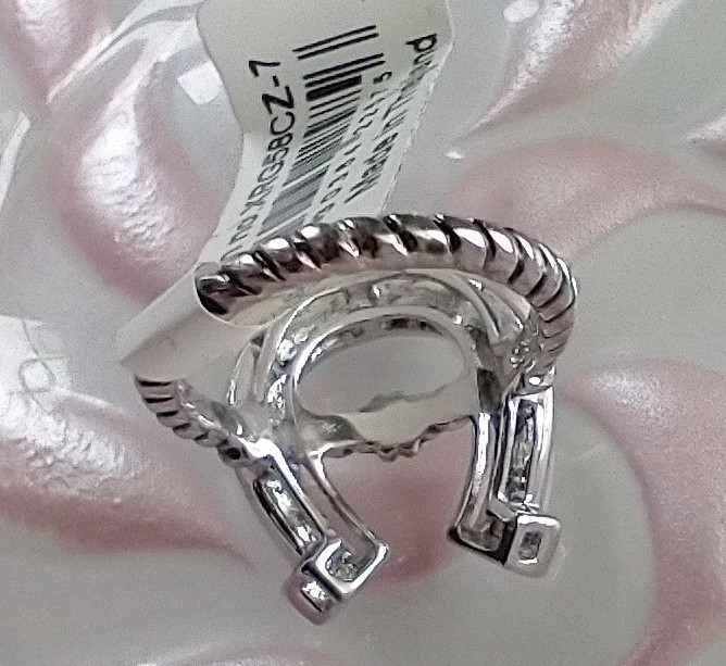 New Montana Silversmith Horse Shoe RING Clear CZ sz. 6 Or 7 Rodeo Horse Cowgirl