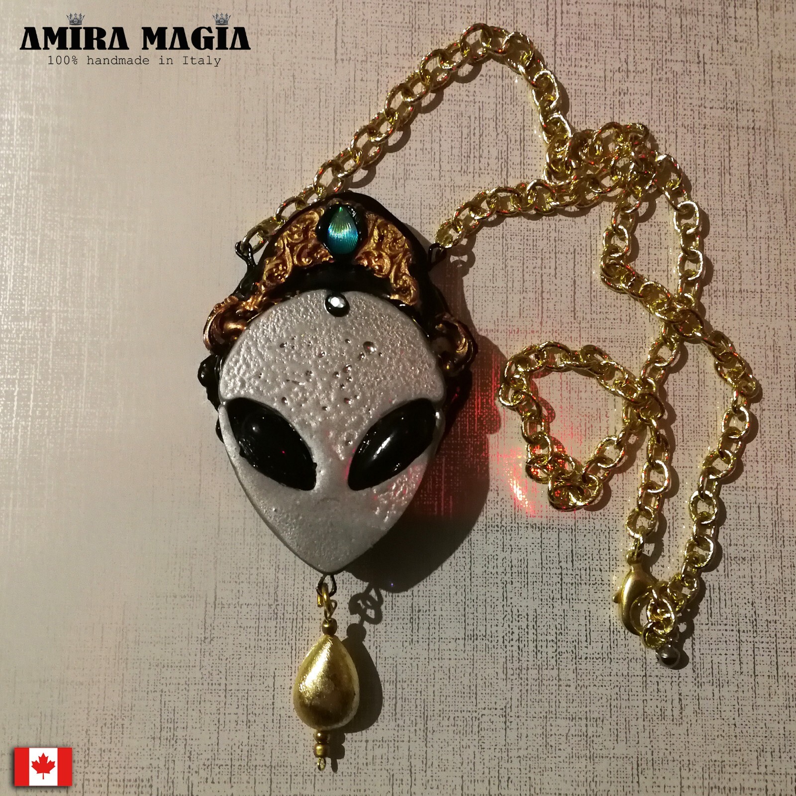 Alien Woman Men Jewelry Pendant Talisman Futuristic Necklace Planetary Amulet