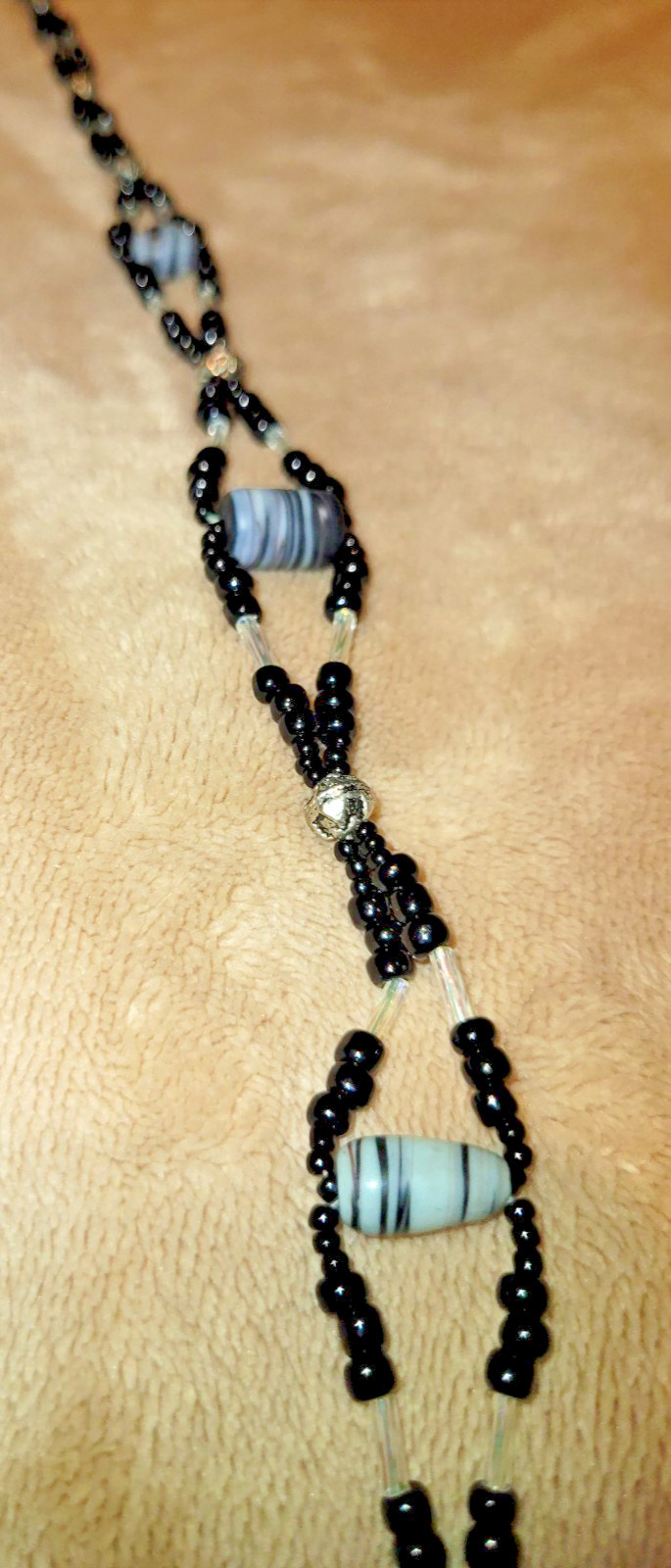Fashion Multi-Strand Bead Necklace, Black and White, Adjustable Length