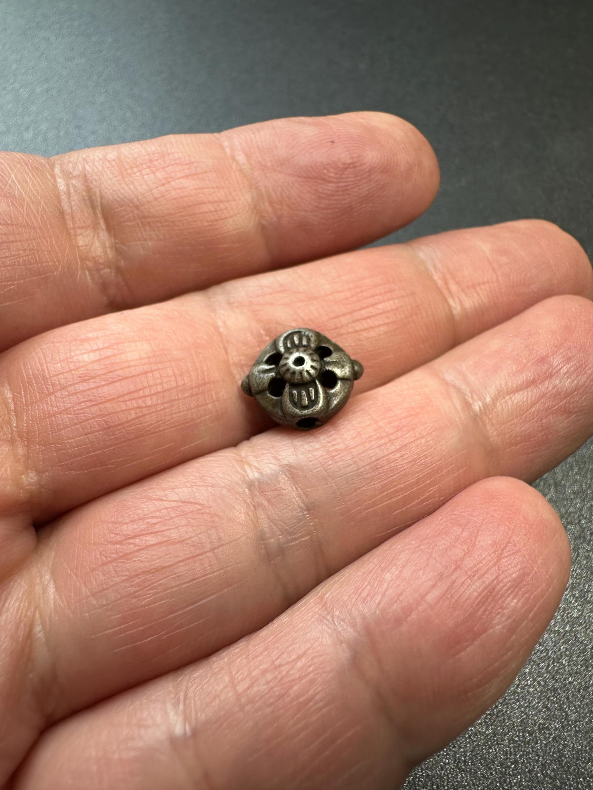 Tibetan Style Brass Spacer Bead – Two Hole Mala Divider, Nepal Ethnic Connector